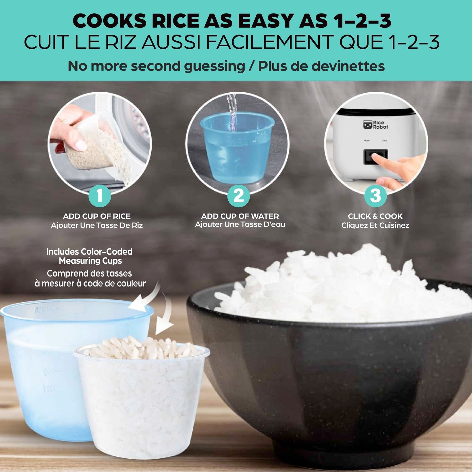 Nonstick Rice Cooker Robot, Large, 2-L Capacity N6Q6 - product image 4