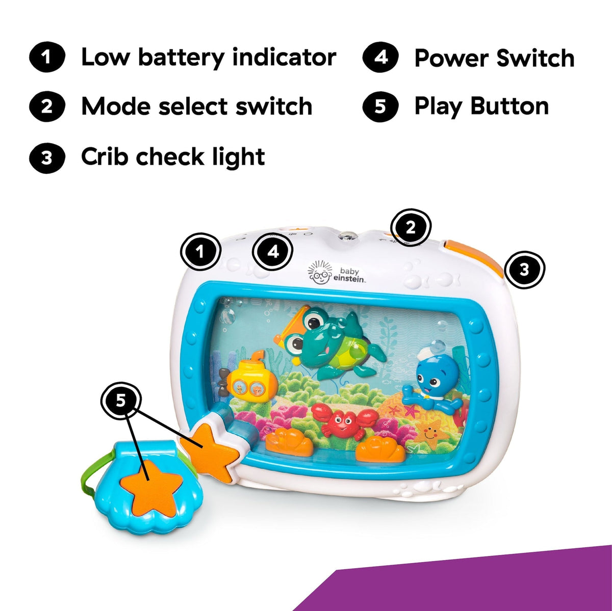 Baby Einstein Sea Dreams Soother Musical Crib Toy and Sound Machine J7I3 - product image 7