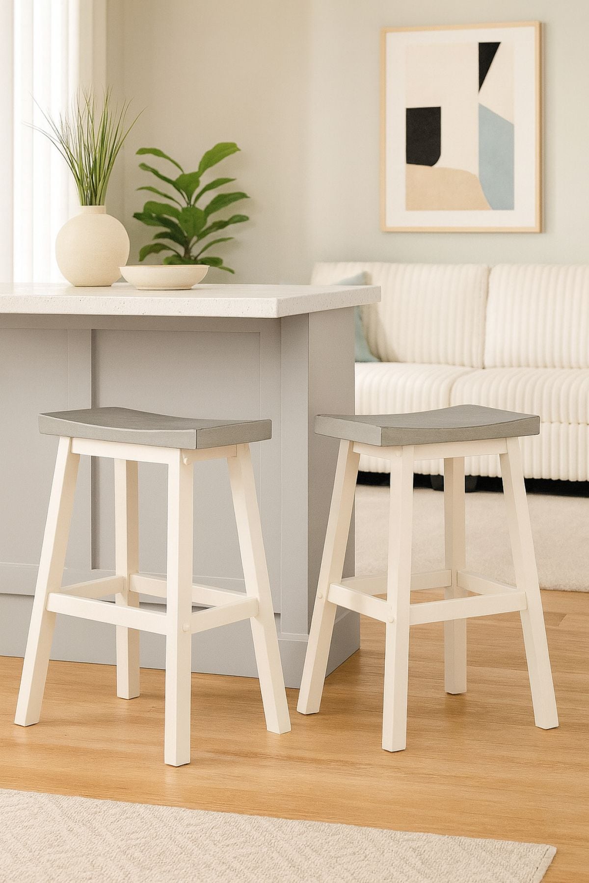 Asher Grey/White Backless Counter/Bar Stool, 2-pc Z6B1 - product image 4