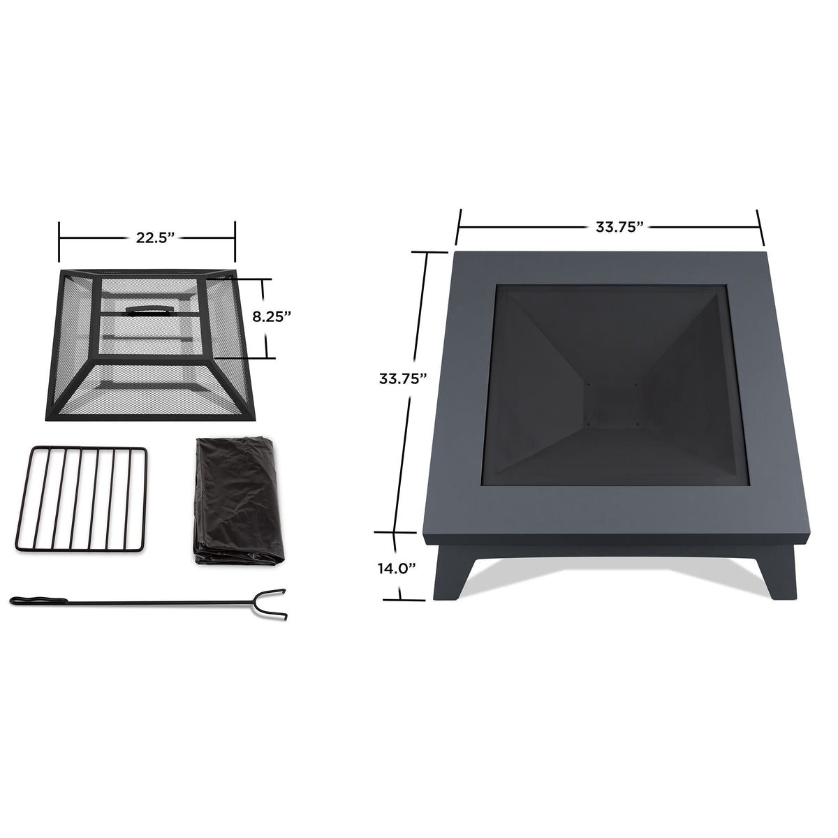 Square Steel Wood Burning Fire Pit in Gray, 37-in D3T3 - product image 5