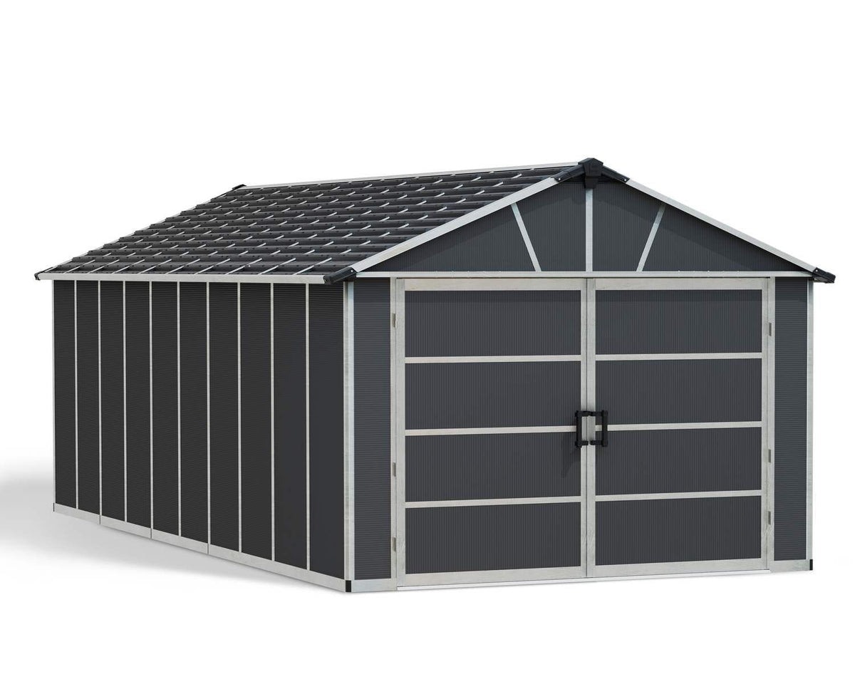 by Palram Yukon 2-Door Car Garage/Utility Storage Shed Kit, Dark Grey, 11x21-ft F9L5 - product image 1