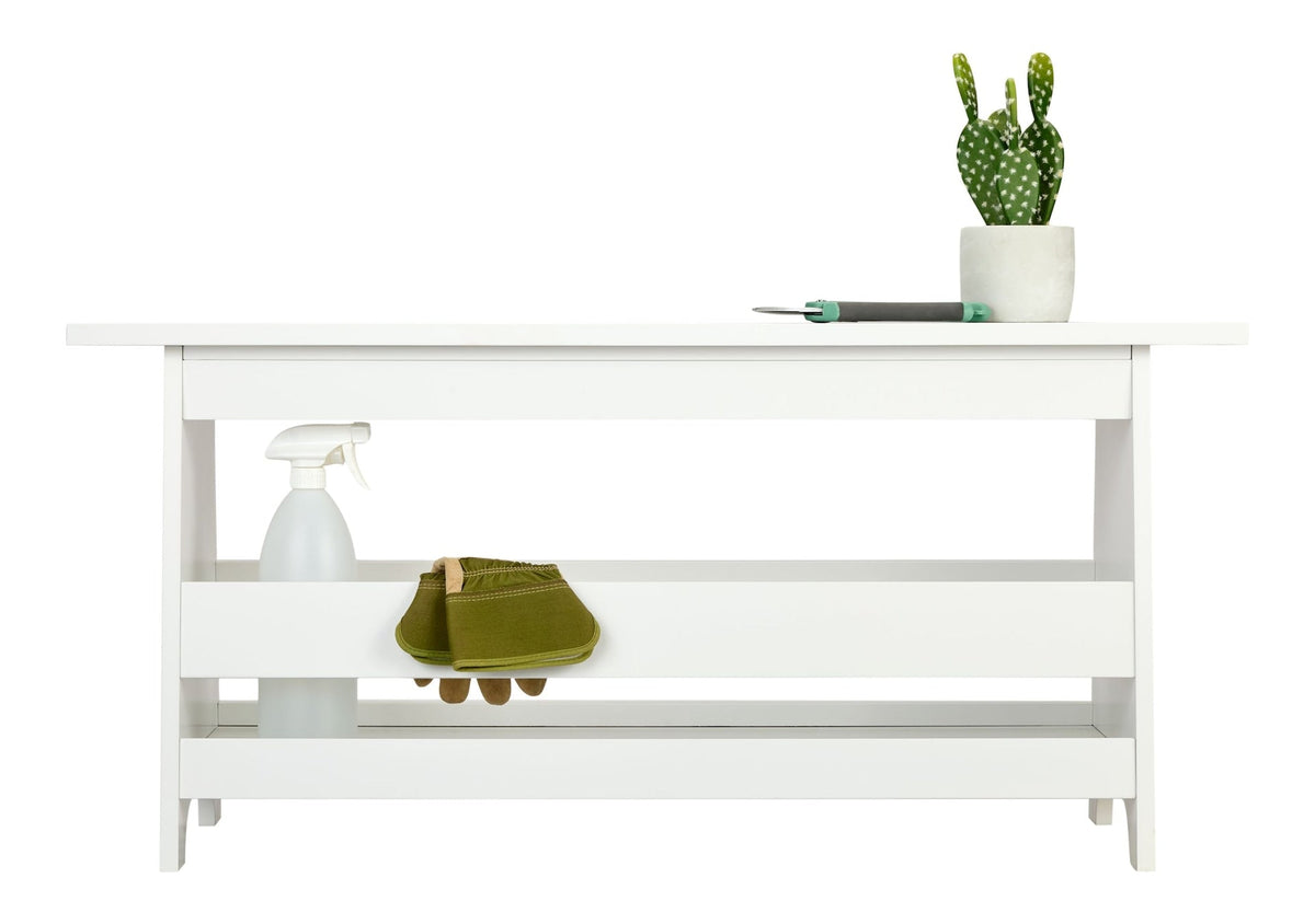 Kya Wooden Entryway Bench with Storage Rack, White M4I4 - product image 2