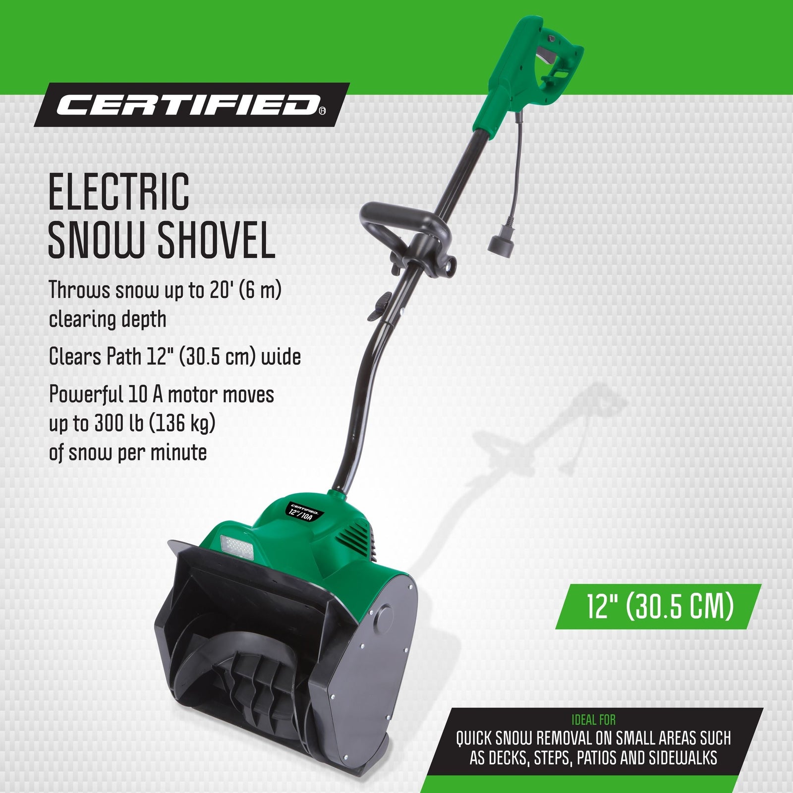 10-Amp Corded Electric Snow Shovel, 12-in M3N2 - product image 4