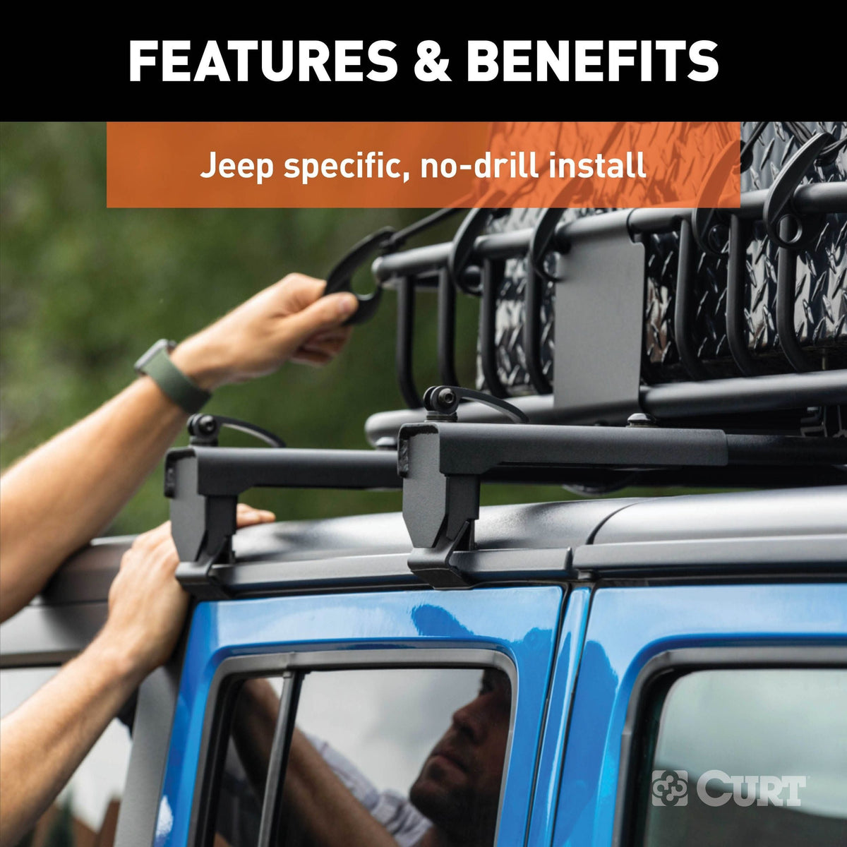 18119 Quick-Release Roof Rack Crossbars, Black Steel, Select Wrangler JK M5K2 - product image 4