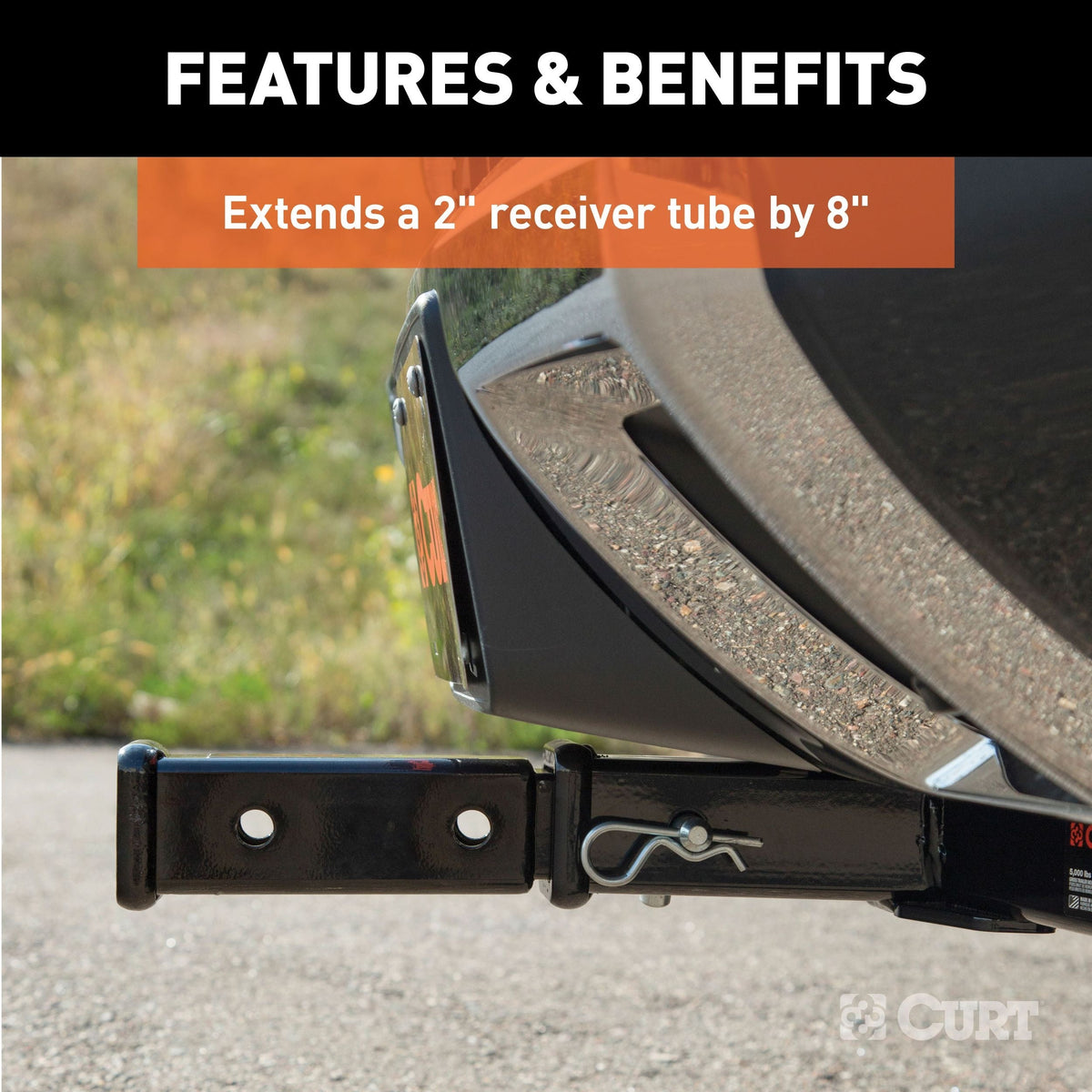 45781 8" Receiver Tube Extender for 2" Hitch Receiver J5J4 - product image 3