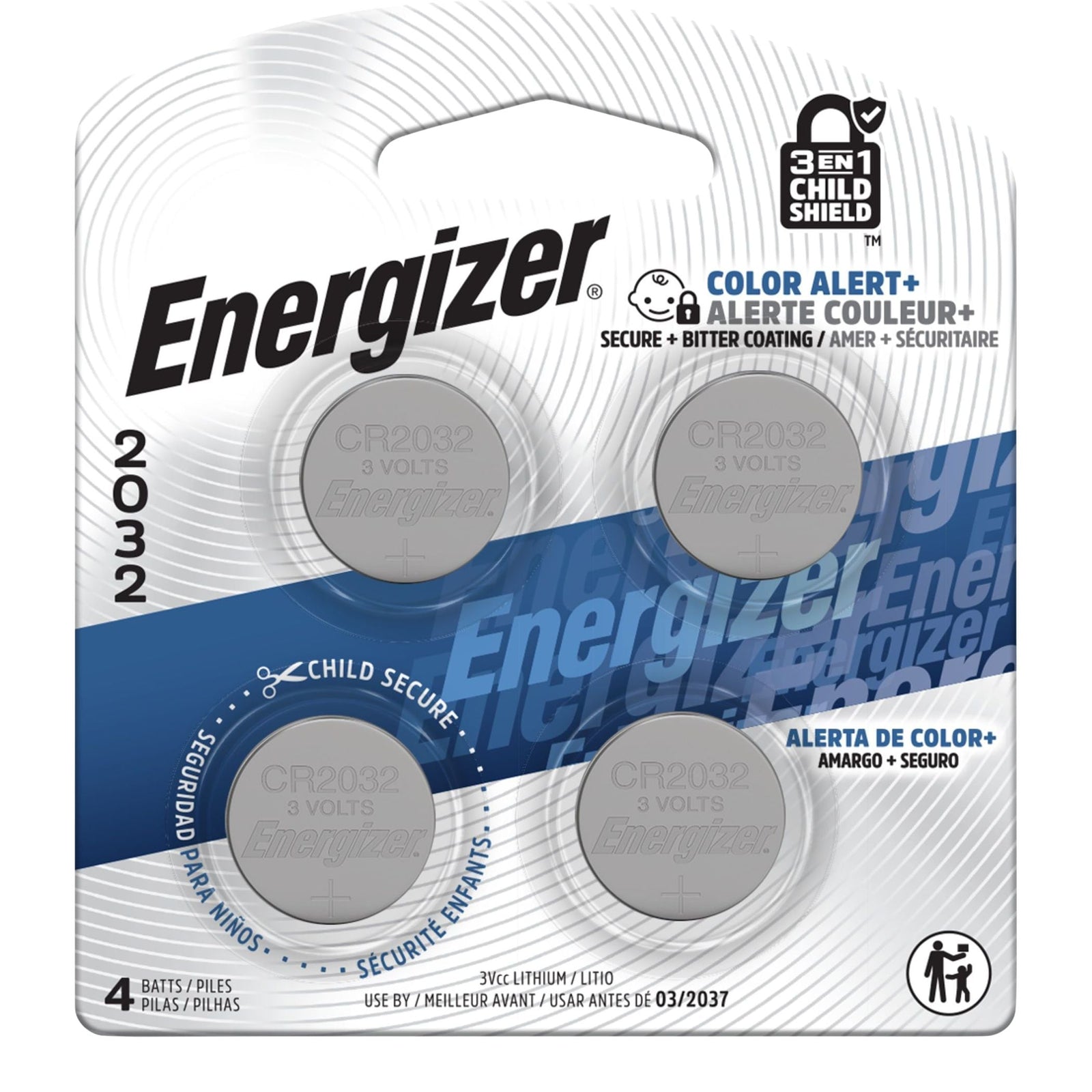 4-pk CR2032 3V / 3 Volt Lithium Coin Cell Batteries, Long Lasting P2I3 - product image 1