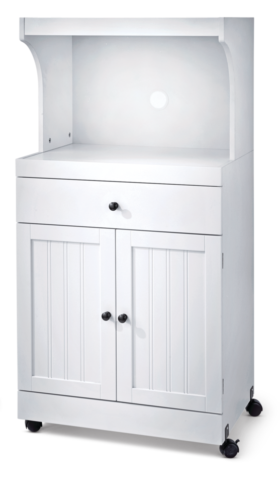 2-Door 1-Drawer Microwave Cart/Stand Kitchen Storage Cabinet With Wheels, White D5R3 - product image 1