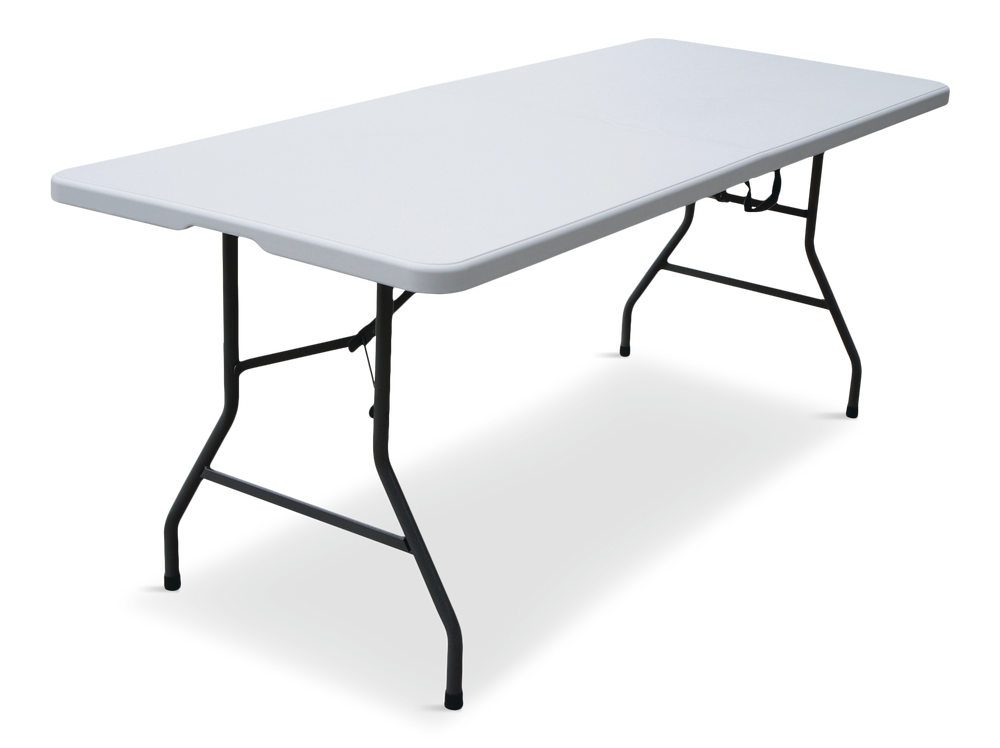 6-ft Portable Indoor/Outdoor Plastic & Metal Folding Table with Handle, White H9Y7 - product image 1