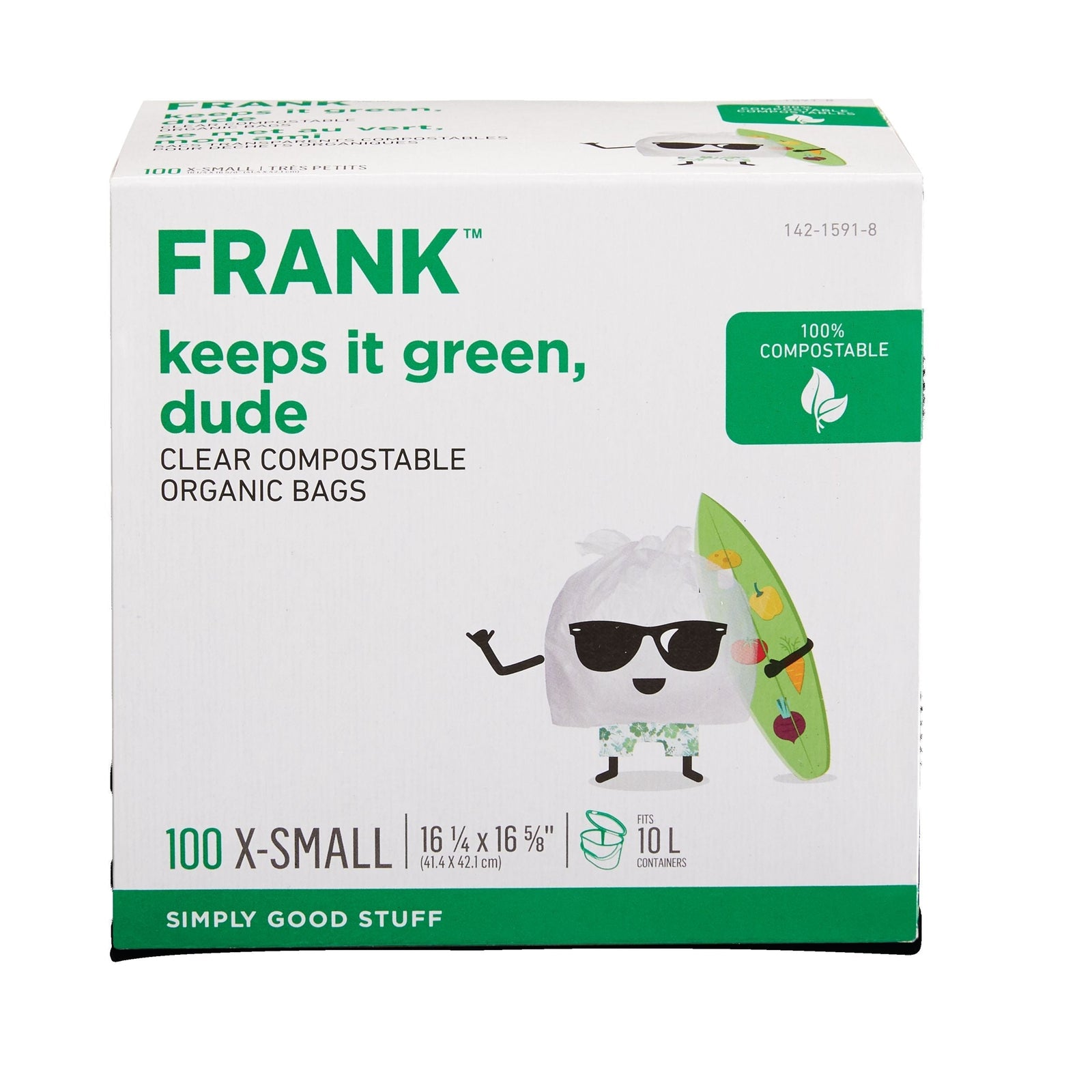 Extra-Small Organic Compostable Food Waste Bags, 100-pk, Clear, 10-L V8M4 - product image 1