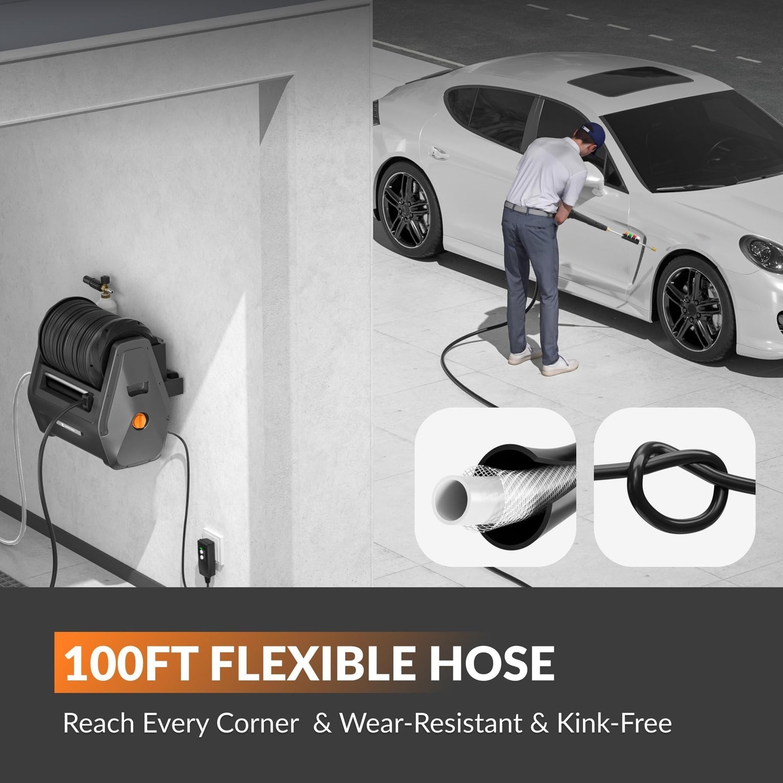 Tools Grandfalls G30 Wall Mounted 2100 PSI 2.2 GPM Brushless Retractable Electric Pressure Washer with 100-ft Hard Hose H7E5 - product image 6