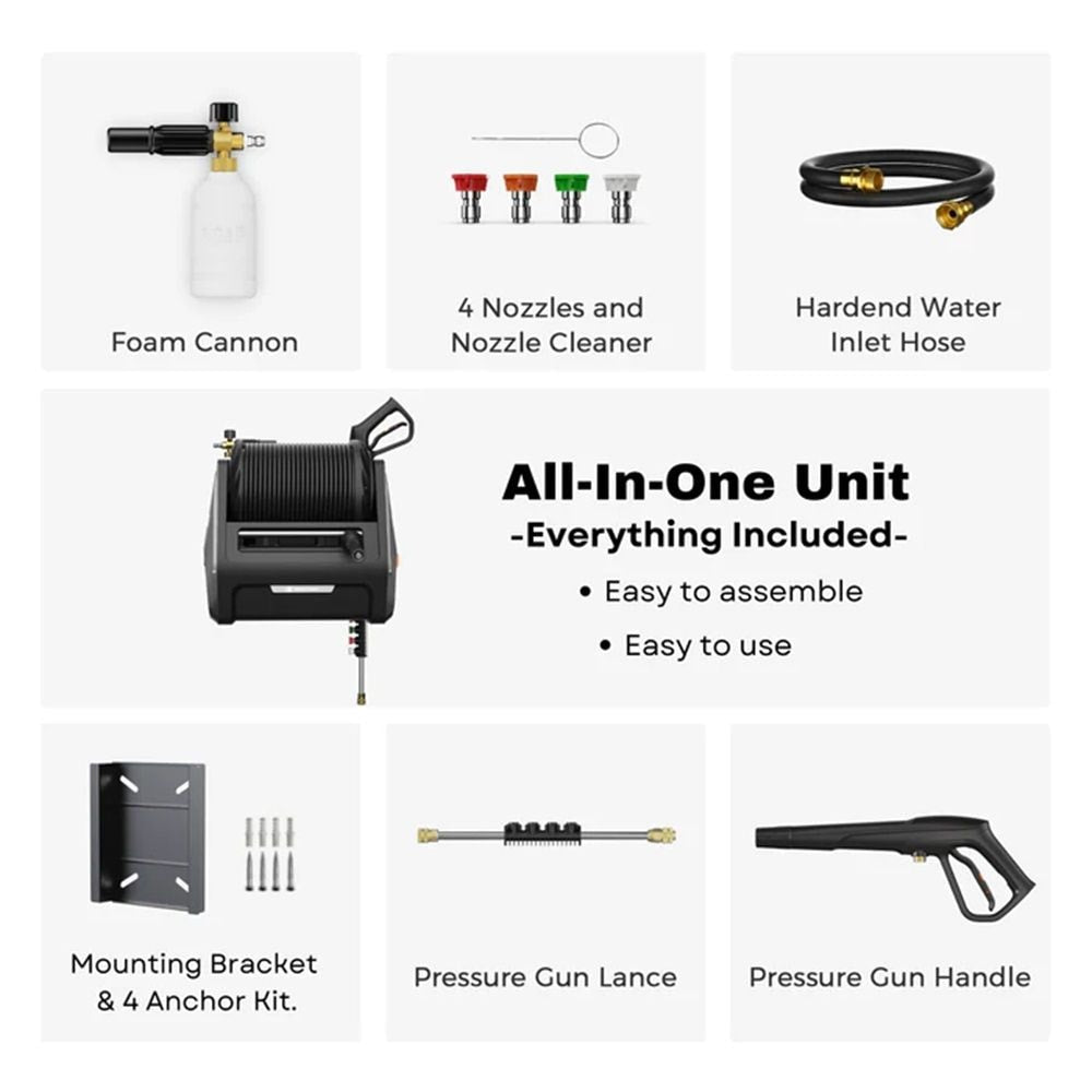 Tools Grandfalls G30 Wall Mounted 2100 PSI 2.2 GPM Brushless Retractable Electric Pressure Washer with 100-ft Hard Hose H7E5 - product image 8