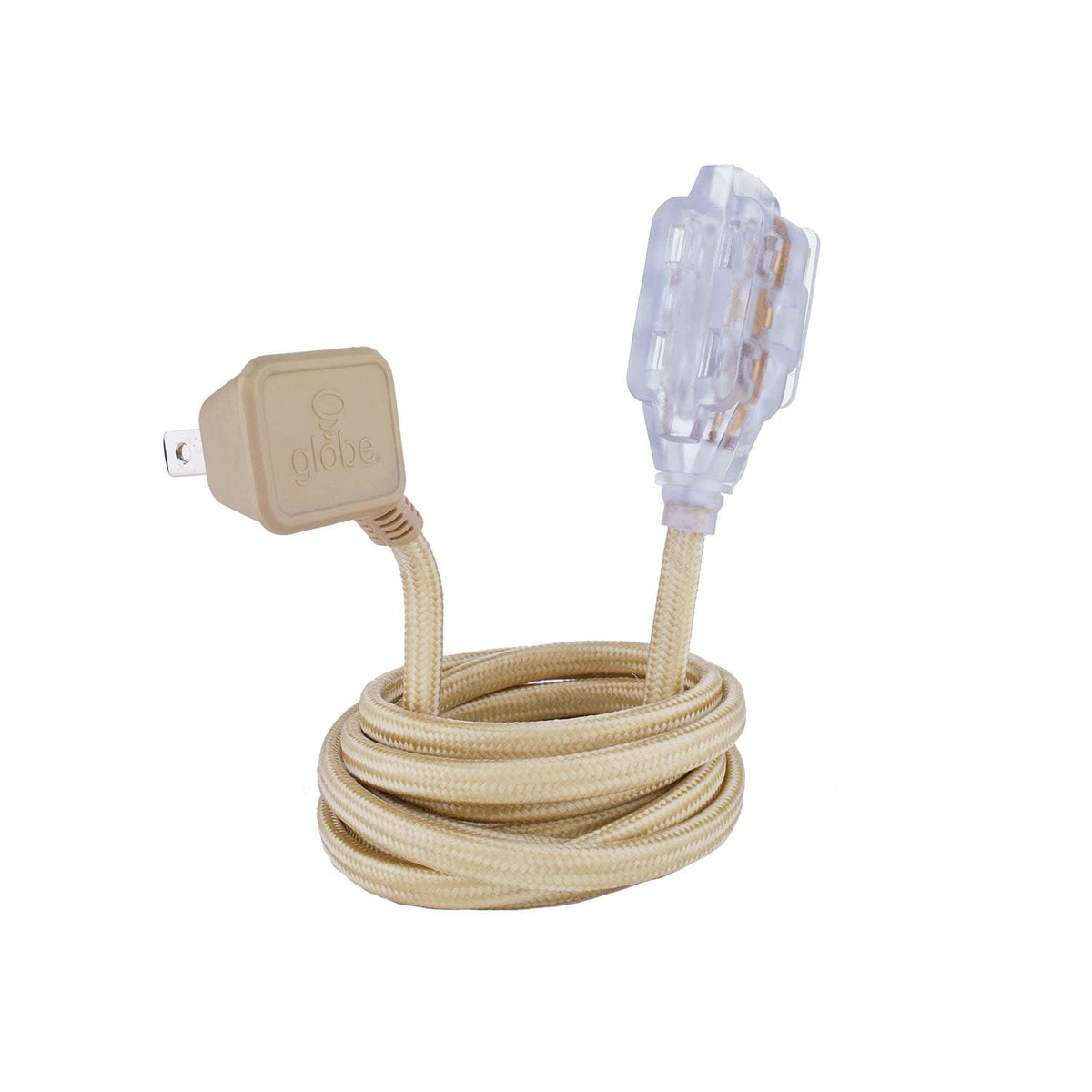 9-ft 16/2 Fabric Extension Cord, Right Angle Plug, 3 Outlets, Gold C8P0 - product image 1