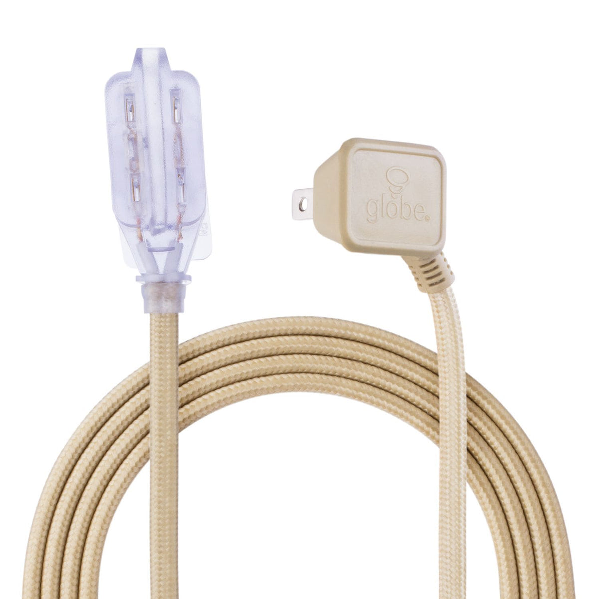 9-ft 16/2 Fabric Extension Cord, Right Angle Plug, 3 Outlets, Gold D4H3 - product image 3
