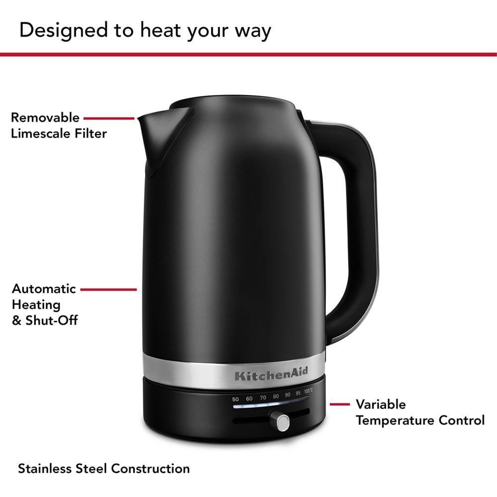 Electric Kettle with Swivel Base, Matte Black, 1.7-L A1B6 - product image 3