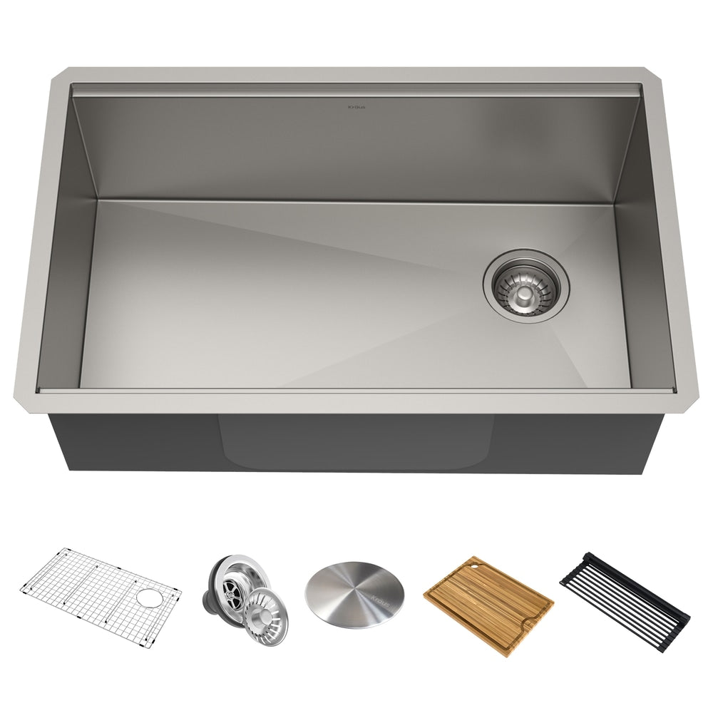 Kore Undermount Stainless Steel Single Bowl Kitchen Sink with Add-Ons, 32x19x11-in D1S0 - product image 1