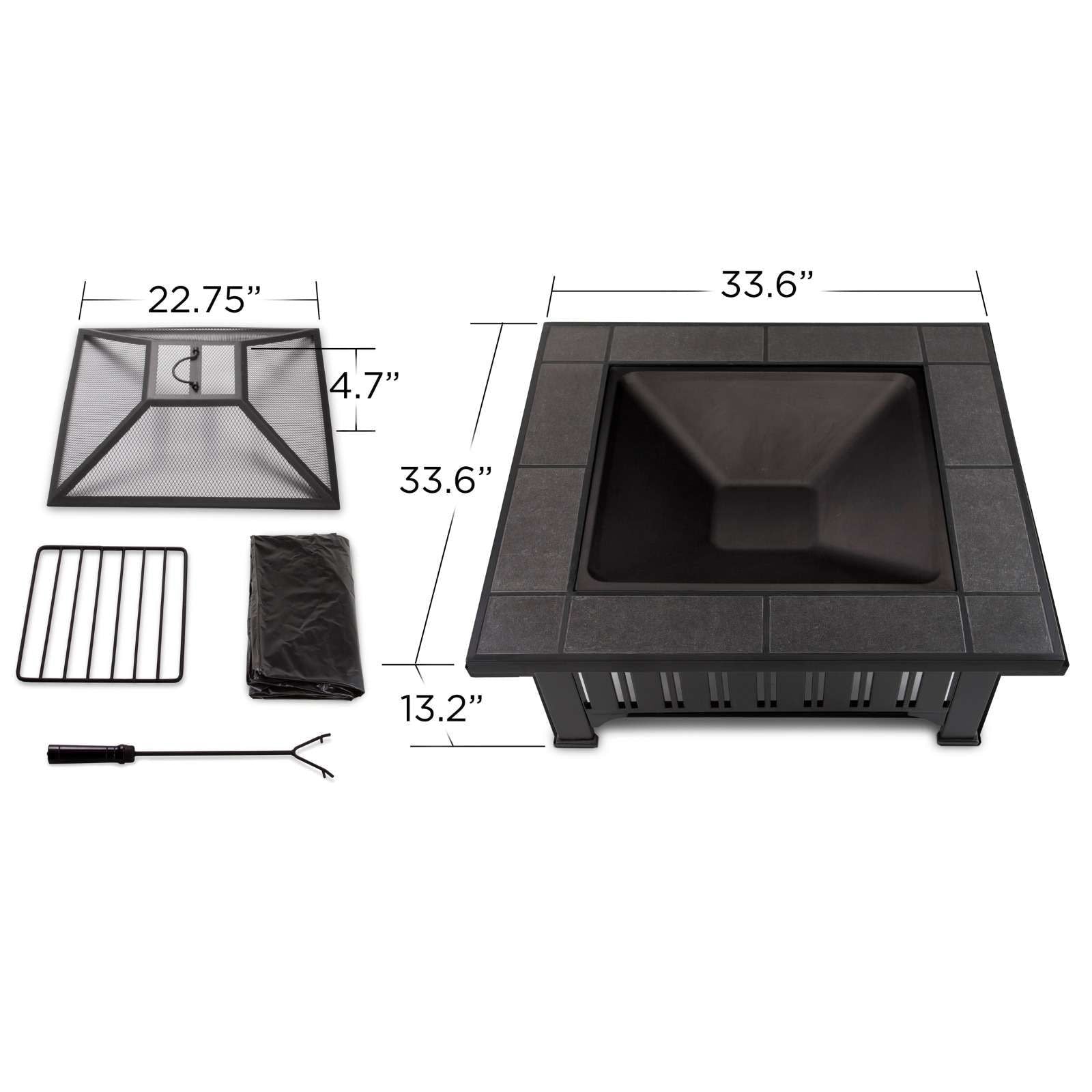 Square Wood Burning Fire Pit in Black, 34-in N5Y4 - product image 5