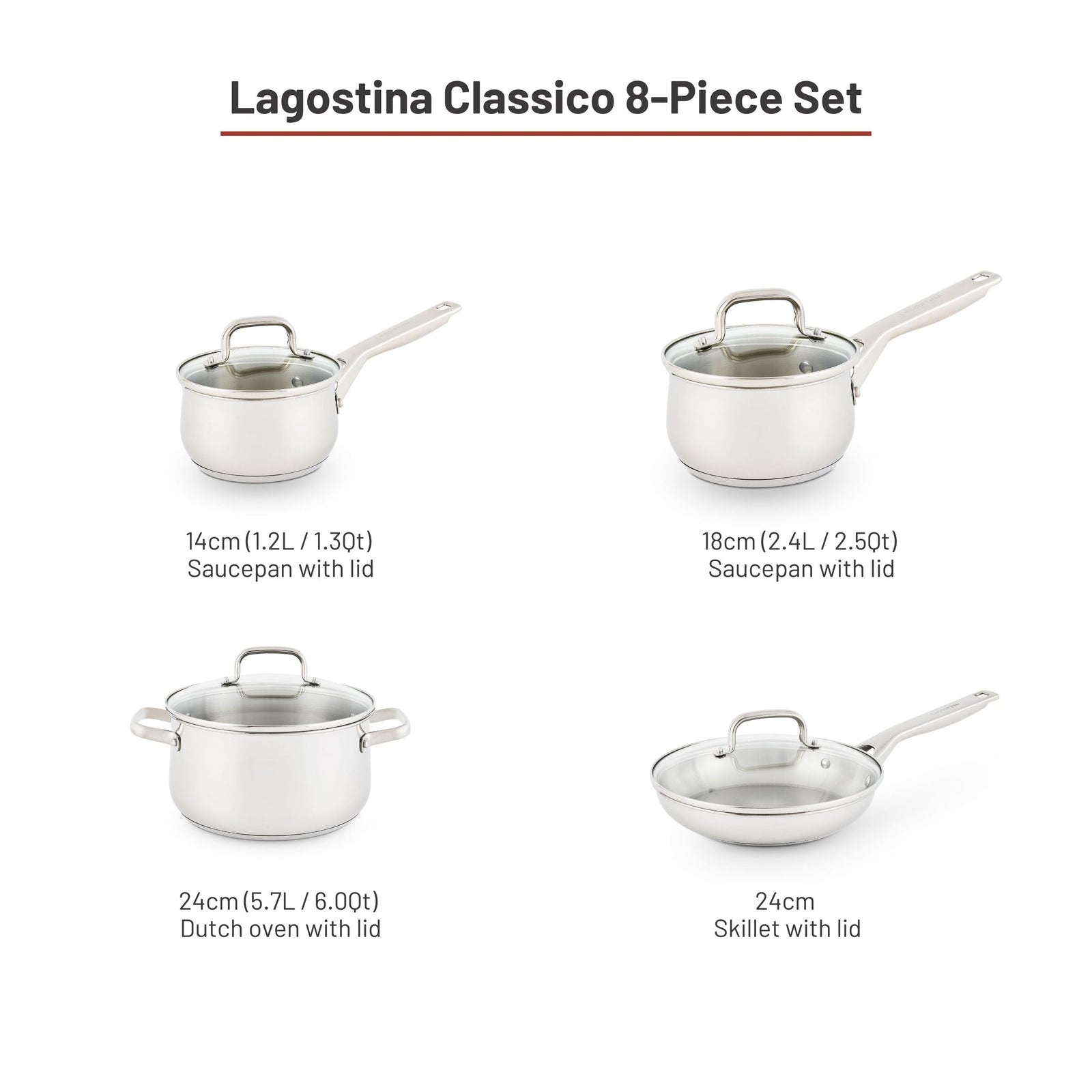 Classico Stainless Steel Cookware Set, 8-pc M2P7 - product image 4