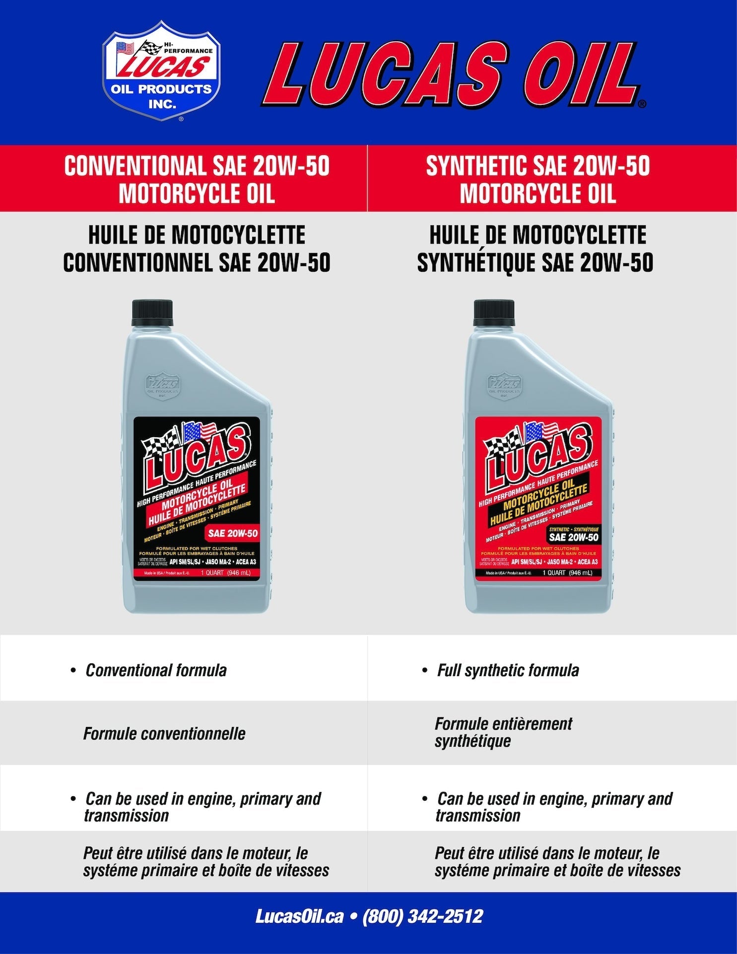 SAE 20W-50 High Performance Motorcycle Oil, 946-mL D9A0 - product image 4