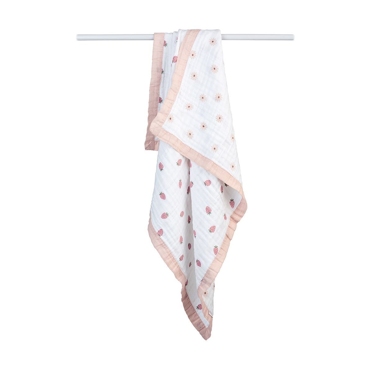 3-Ply Daisies & Strawberry Reversible Muslin Blanket L4K1 - product image 1