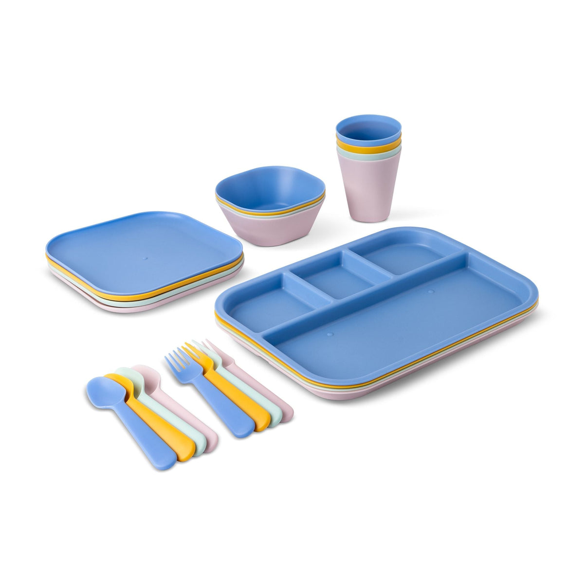 Kids' Plastic Dinnerware Set, Serves 4, 24-pc, Dishwasher Safe T7K1 - product image 2