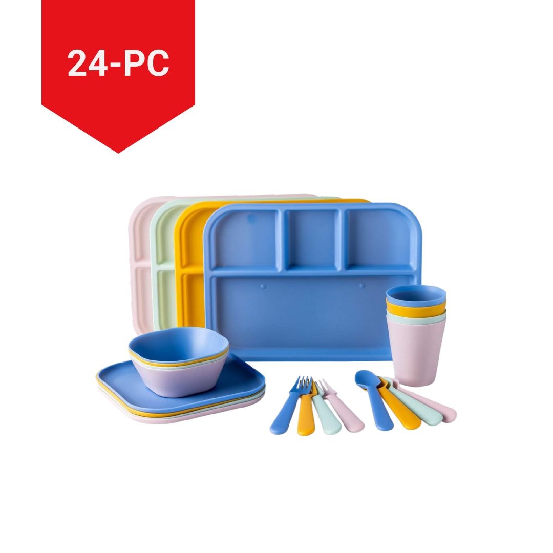 Kids' Plastic Dinnerware Set, Serves 4, 24-pc, Dishwasher Safe T7K1 - product image 3