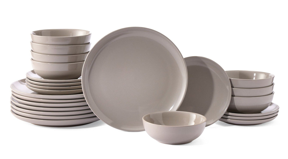 Essential Coupe Stoneware Dinnerware Set, Serves 8, 24-pc, Light Grey V4X0 - product image 1
