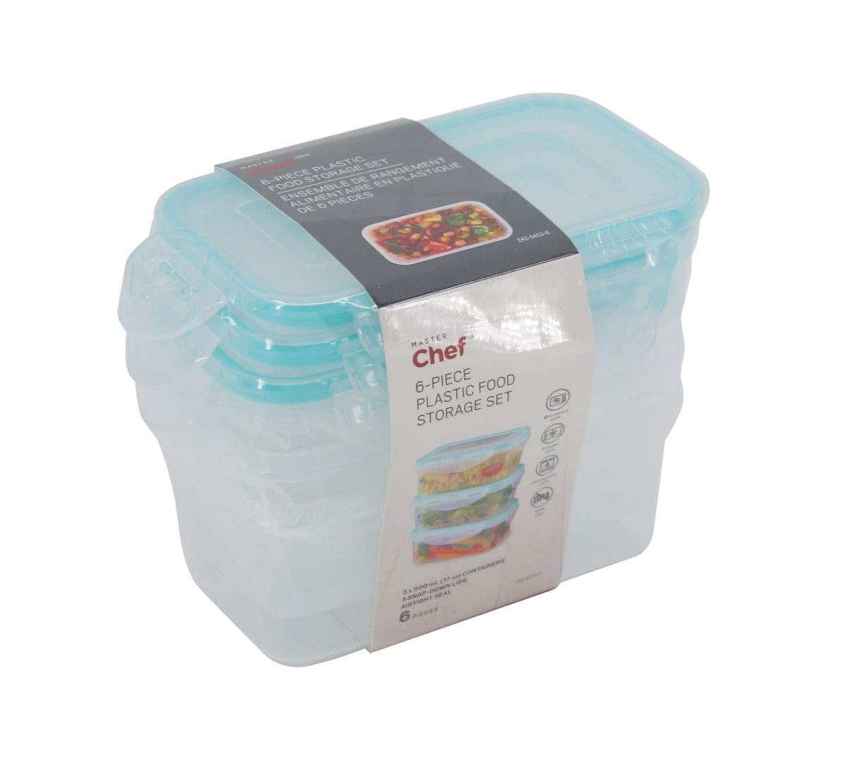 Plastic Food Storage Container Set with Snap Lid, 500-mL, 6-pc F0G1 - product image 1
