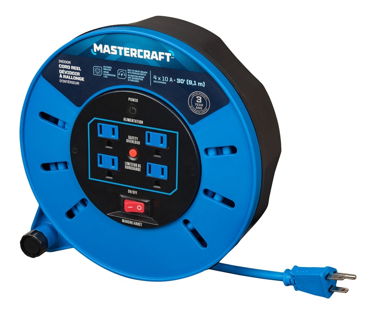 30-ft 10A Retractable Extension Cord Reel E6U9 - product image 1