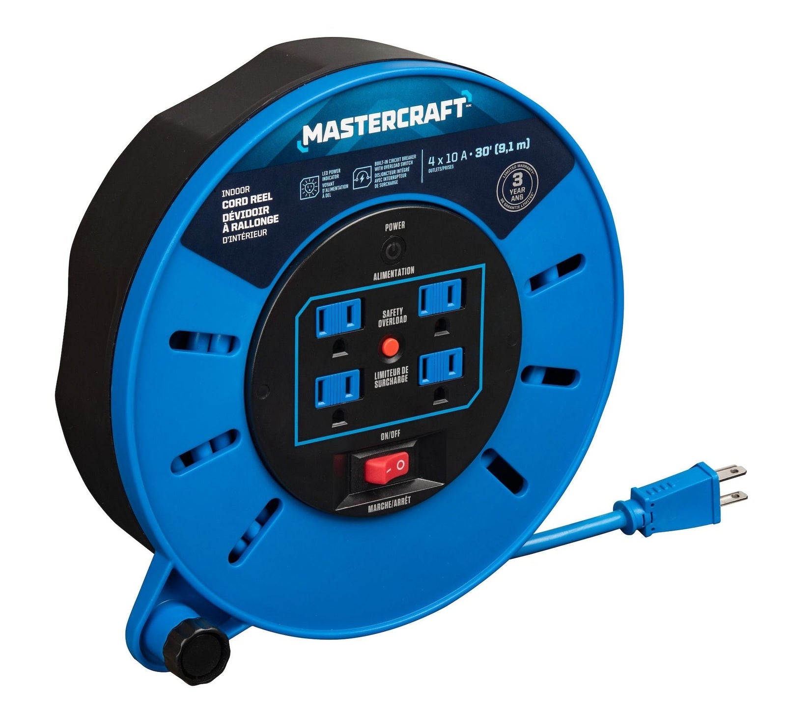 30-ft 10A Retractable Extension Cord Reel E6U9 - product image 3