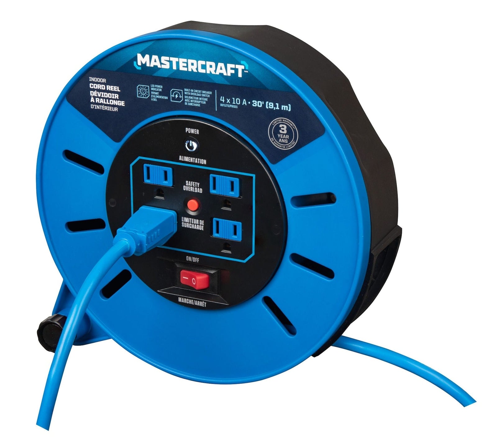 30-ft 10A Retractable Extension Cord Reel B1Q6 - product image 5