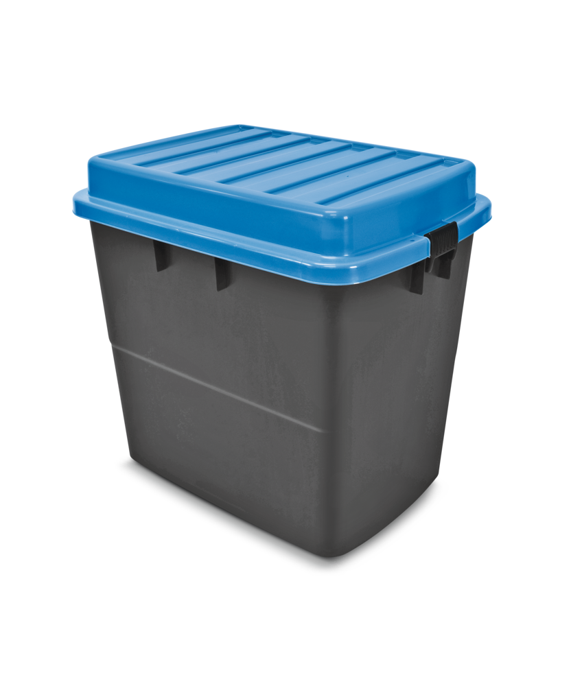 Heavy Duty Storage Box with Wheels and Latched Lid, 210-L, Black/Blue X7M5 - product image 1