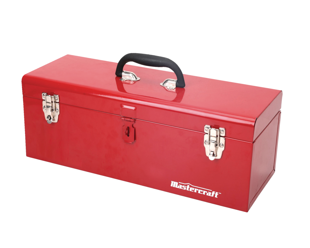 Portable Metal Hip Roof Tool Box with Removable Tray, 19-in, Red F6K1 - product image 1