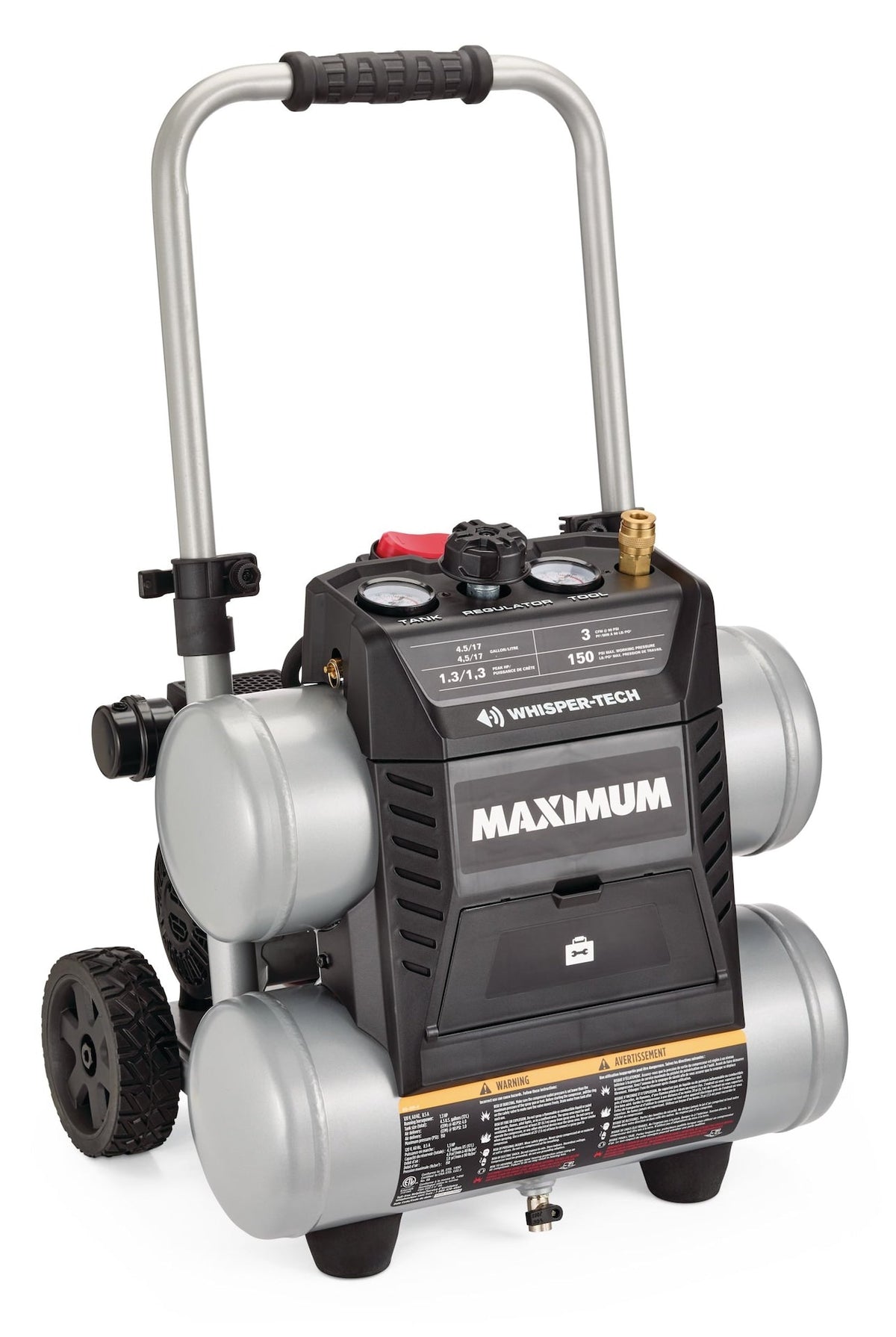4.5-Gallon Quiet Air Compressor, 150 PSI, 1.3 HP M4O8 - product image 1