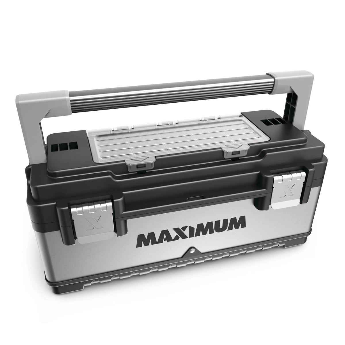 Portable Plastic & Metal Tool Box with Removable Tray & Organizer, Black, 20-in U5Z4 - product image 1