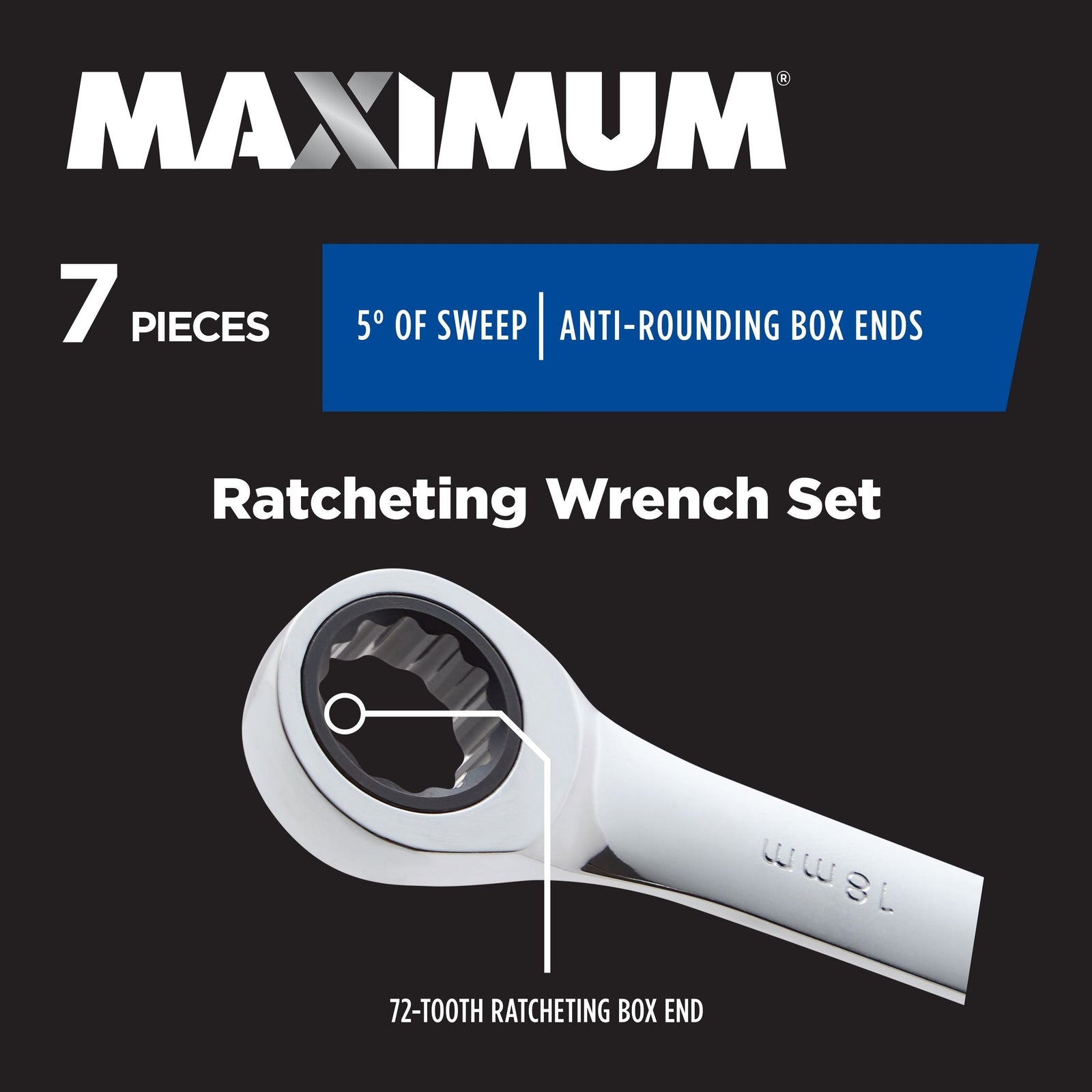 Ratcheting Wrench Set, Metric, Nickel-Chrome Plating, 7-pc A4T6 - product image 6