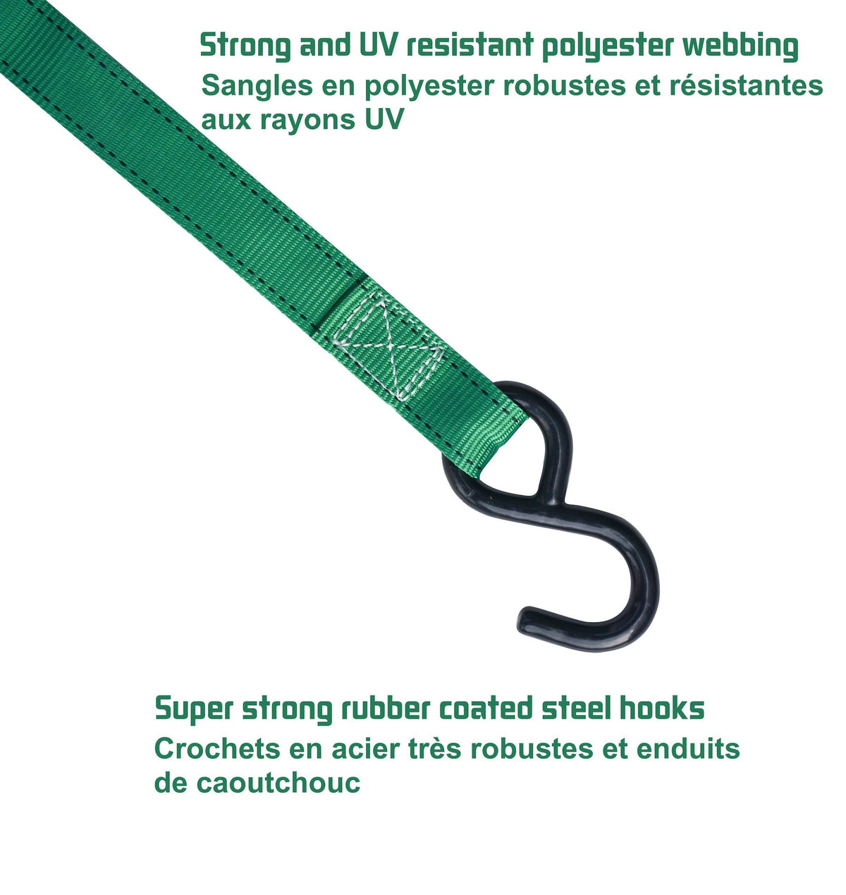 1,500-lb Padded Ratchet Tie Down Straps, Weatherproof, 1-in x 6-ft, 2-pk U5X8 - product image 6