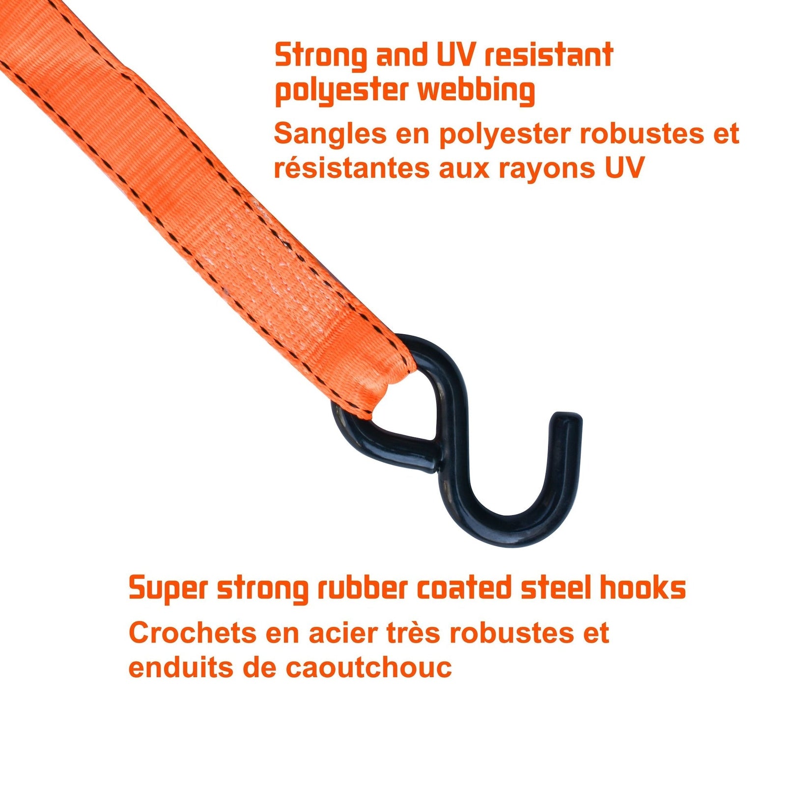 3,000-lb Heavy Duty Ratchet Tie Down, with Padded D-Handle, 1.25-in x 14-ft, 4-pk B9Z3 - product image 6
