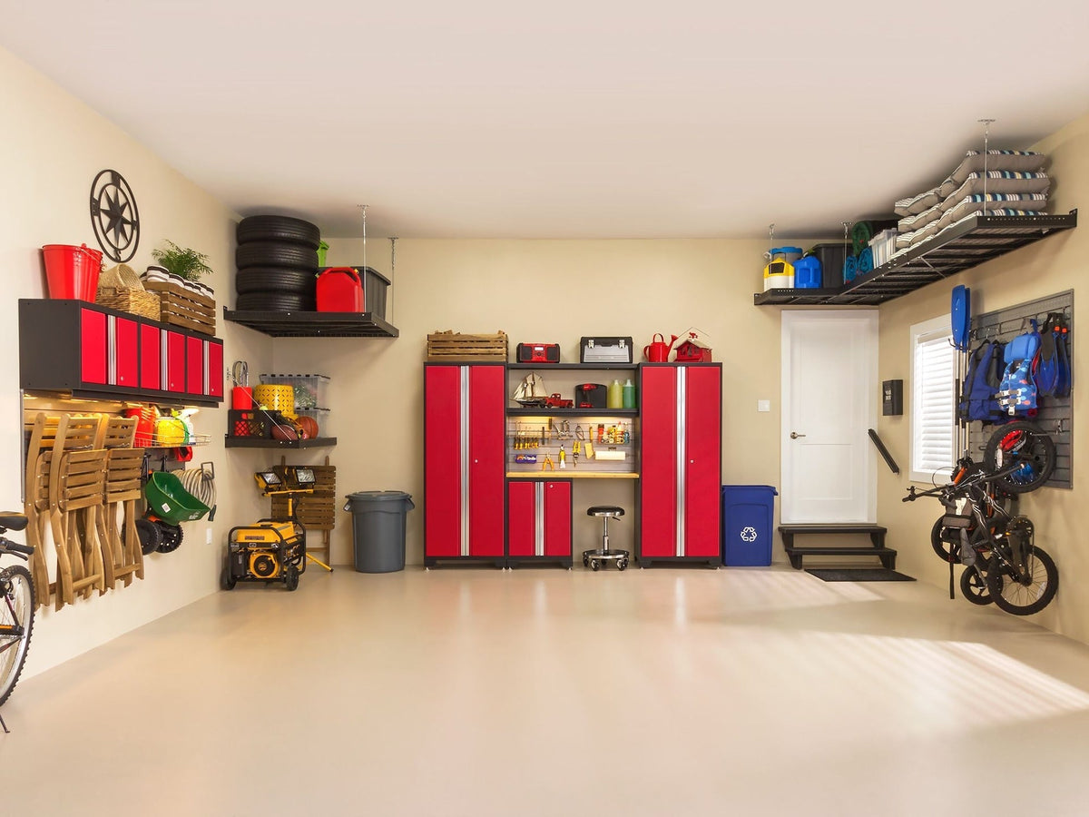 Bold 3.0 Series All-in-One Lockable Steel Garage Cabinetry Set with Bamboo Top, Black/Red, 48-in x 18-in x 76.75-in, 5-pc K9J1 - product image 3