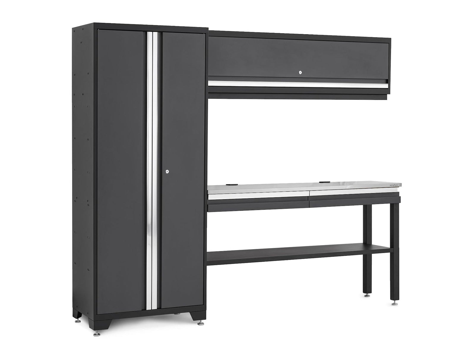 Bold 3.0 Series All-in-One Lockable Steel Garage Cabinetry Set with Stainless Steel Top, Grey, 90-in x 18-in x 72-in, 4-pc U6O1 - product image 1