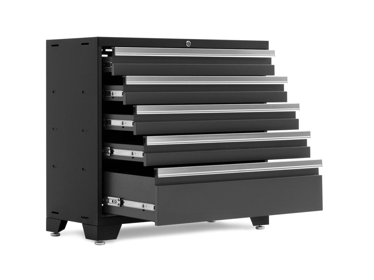 Bold 3.0 Series Lockable 5-Drawer Steel Tool Cabinet with Adjustable Legs, Fully-Welded, Black/Grey, 36-in A3V6 - product image 2
