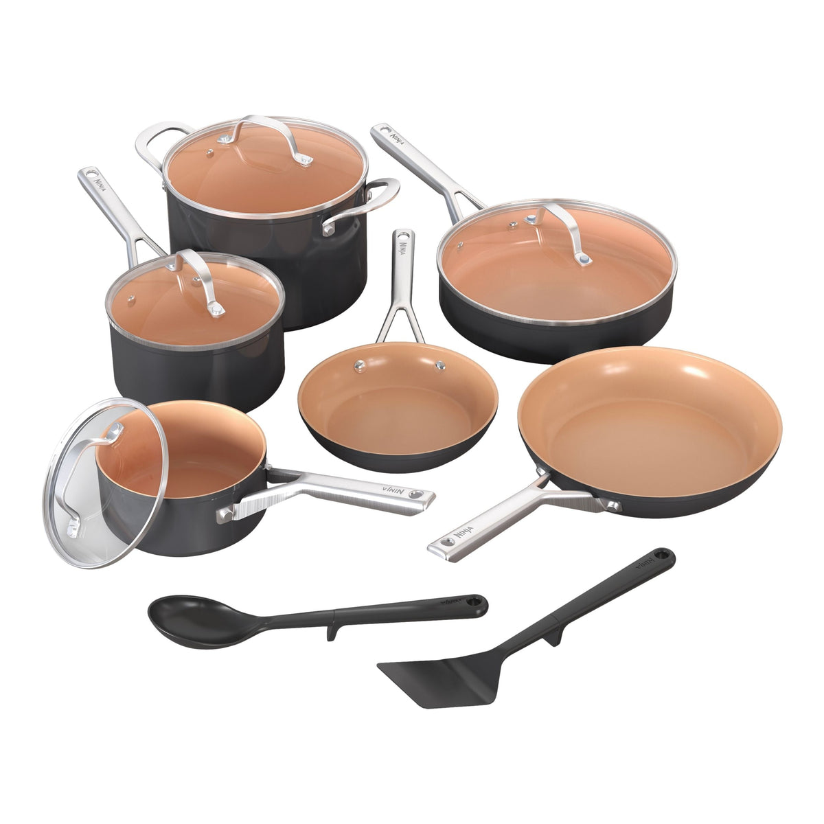 Extended Life Essential Ceramic Cookware Set, 12-pc, Dark Grey N1U3 - product image 1