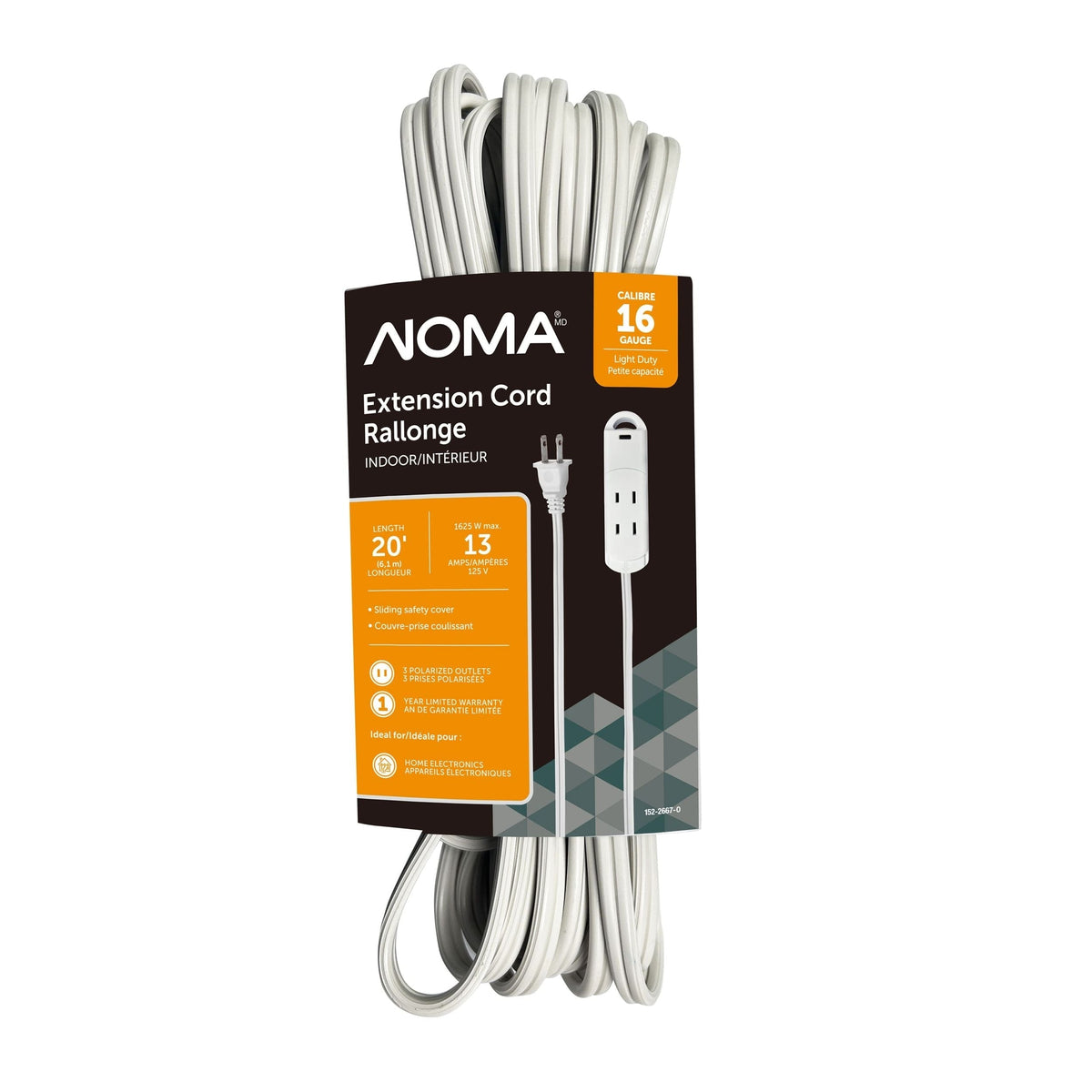 20-ft 13A 3-Outlet/1-USB-C Light-Duty 16-Gauge White Indoor Extension Cord U4T6 - product image 1