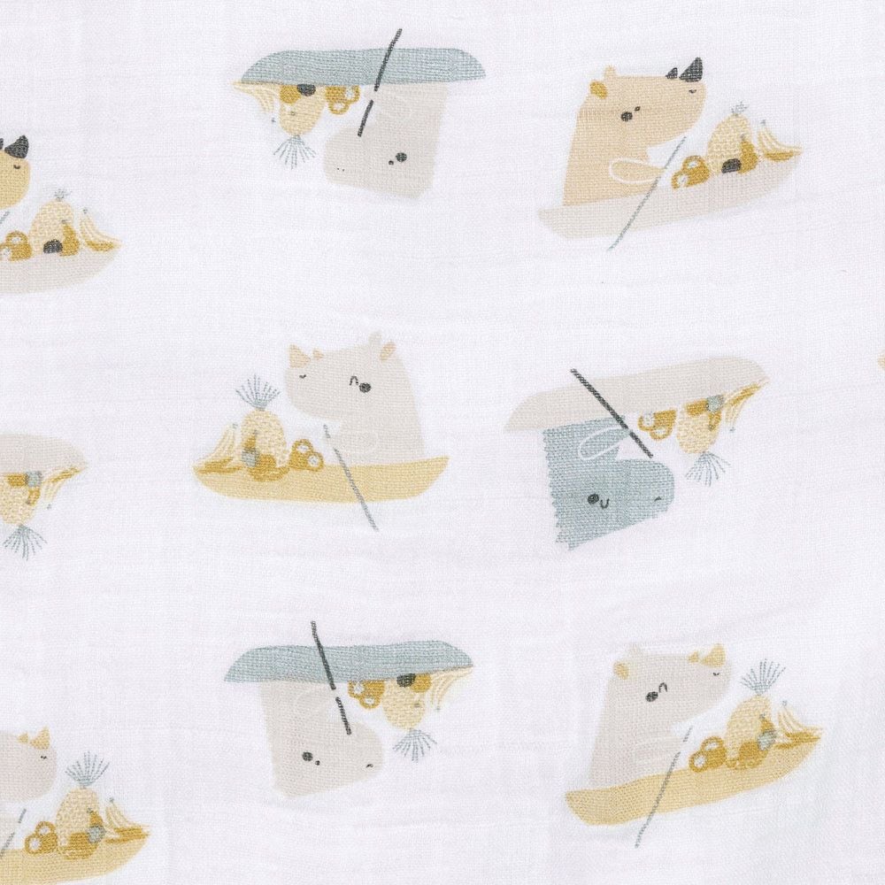 Cotton Muslin Baby Swaddle Blanket, Rhinos B4F8 - product image 1