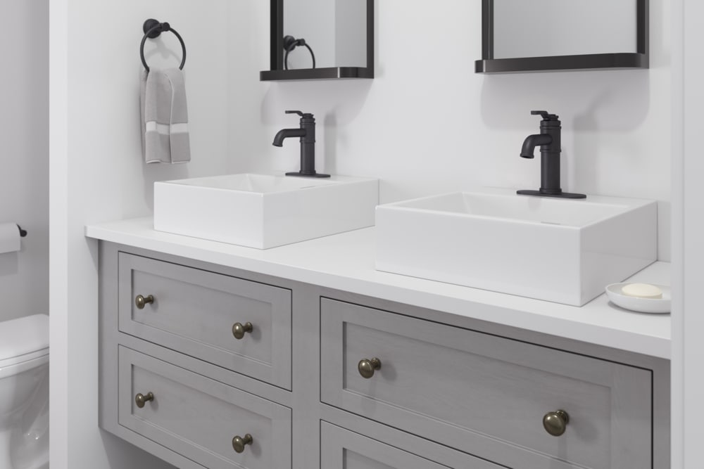 Breckenridge Single Handle High Arc Bathroom Sink Faucet, Push & Seal Drain, WaterSense Certified, Black Z8B3 - product image 5