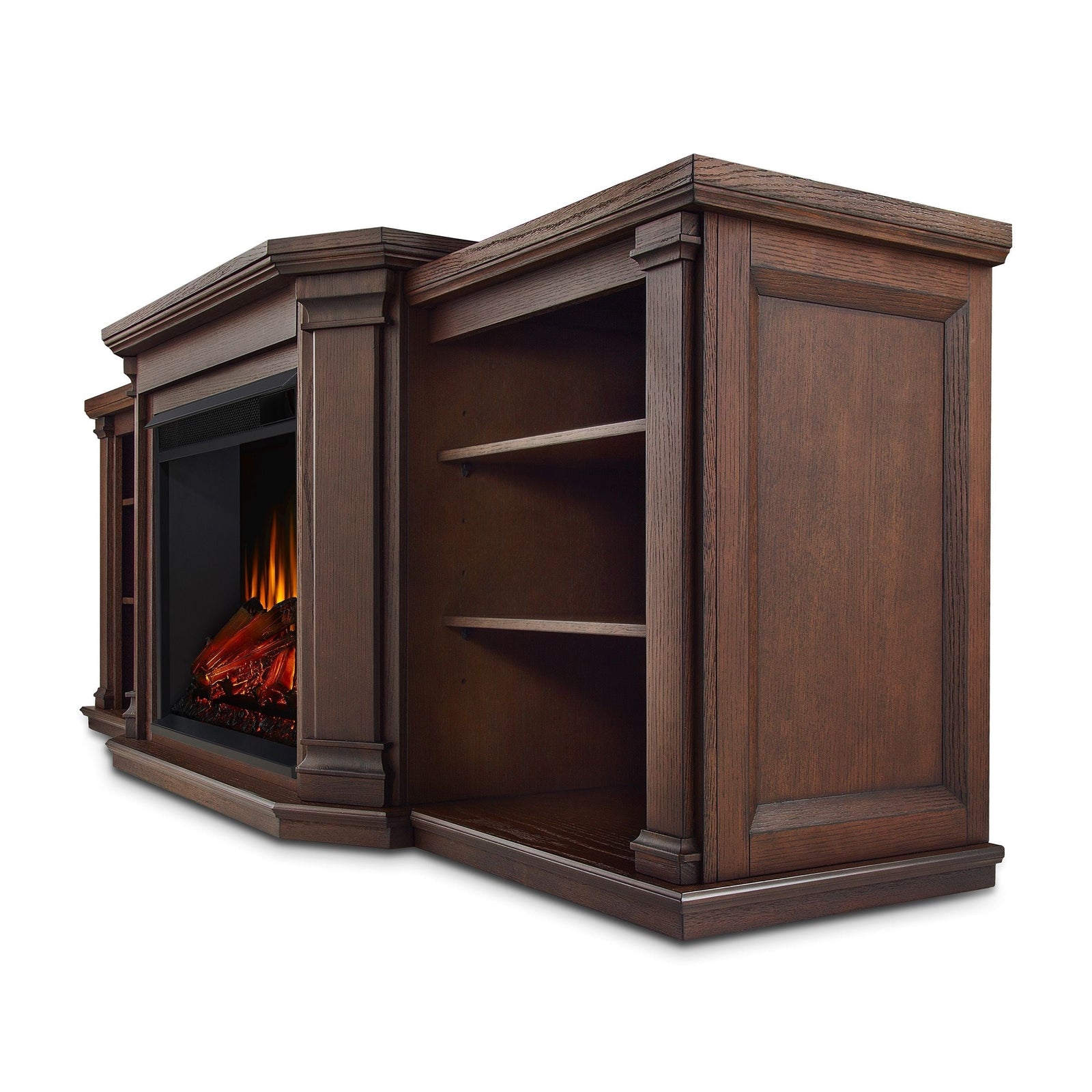 Flame Valmont Media Indoor Electric Fireplace TV Stand, 74-in, 1500W, Includes Remote Control & Firebox, Chestnut Oak L3Y5 - product image 2