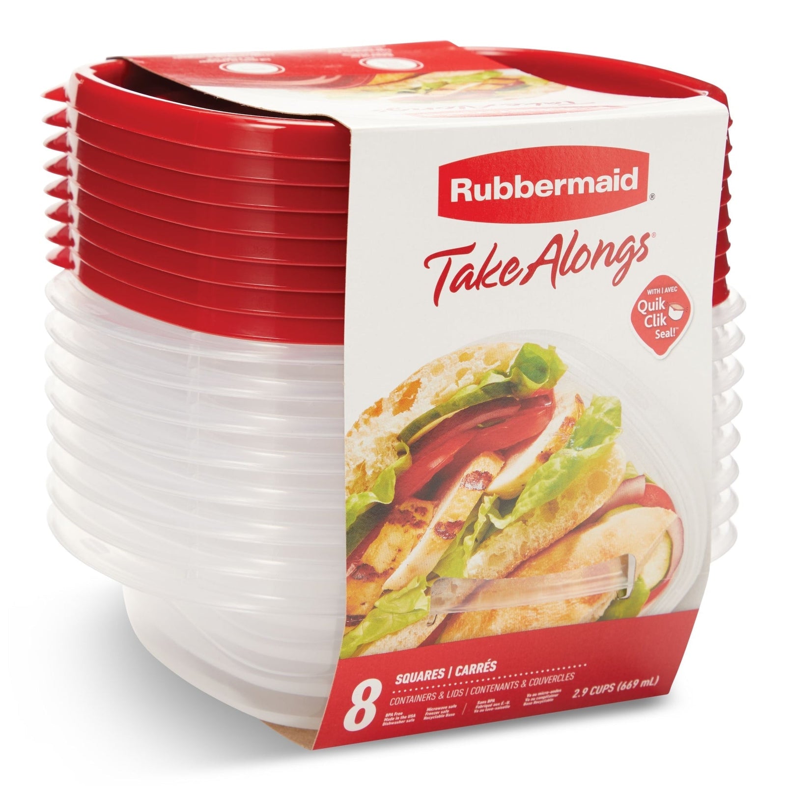 Take Alongs Square Plastic Food Storage Container with Lids, 669 mL (2.9 Cup), 8 Count I5D4 - product image 1
