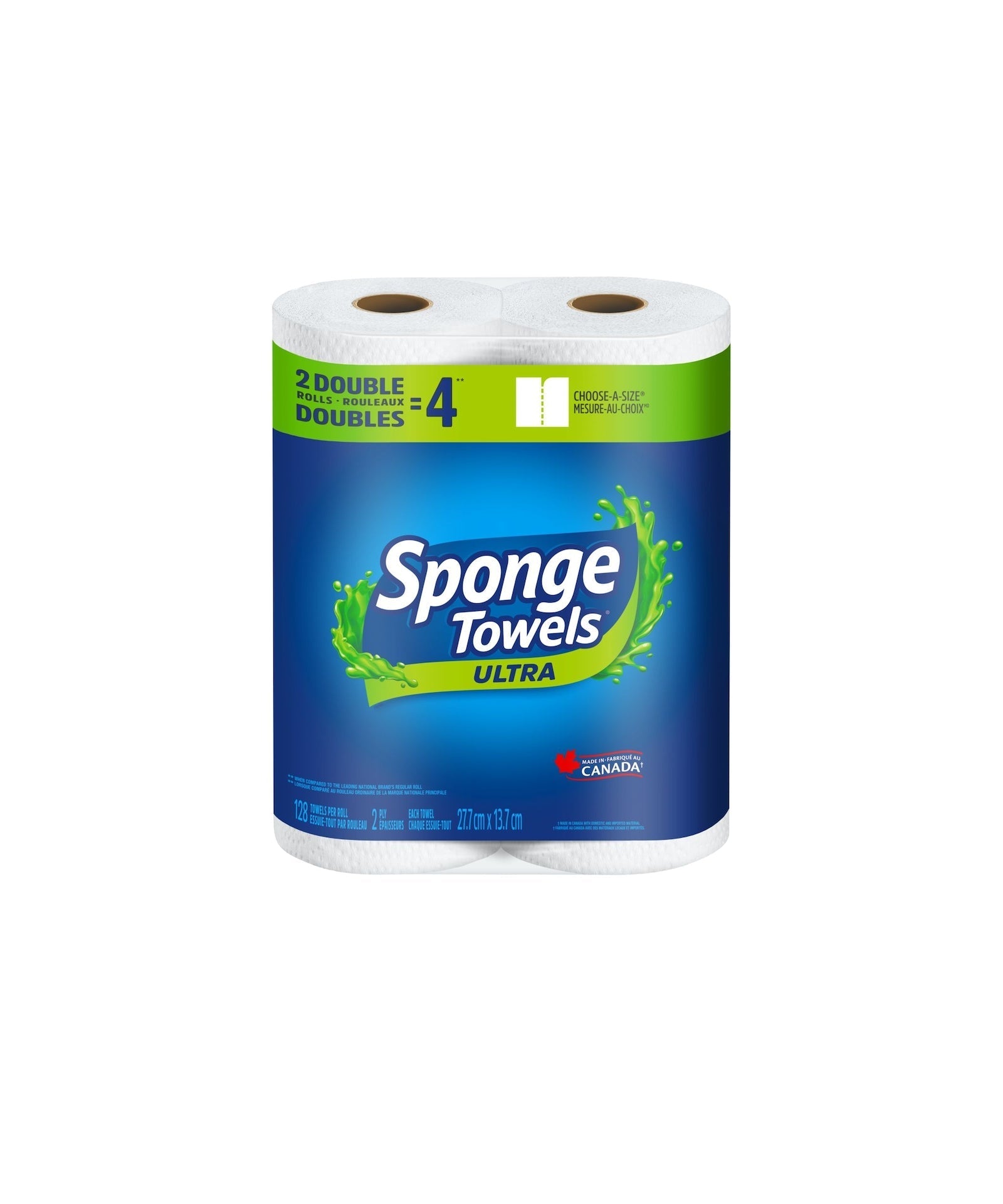 Sponge Ultra Choose-A-Size Absorbent Paper Towel, 2-Ply, 2 Double Rolls I0O5 - product image 1