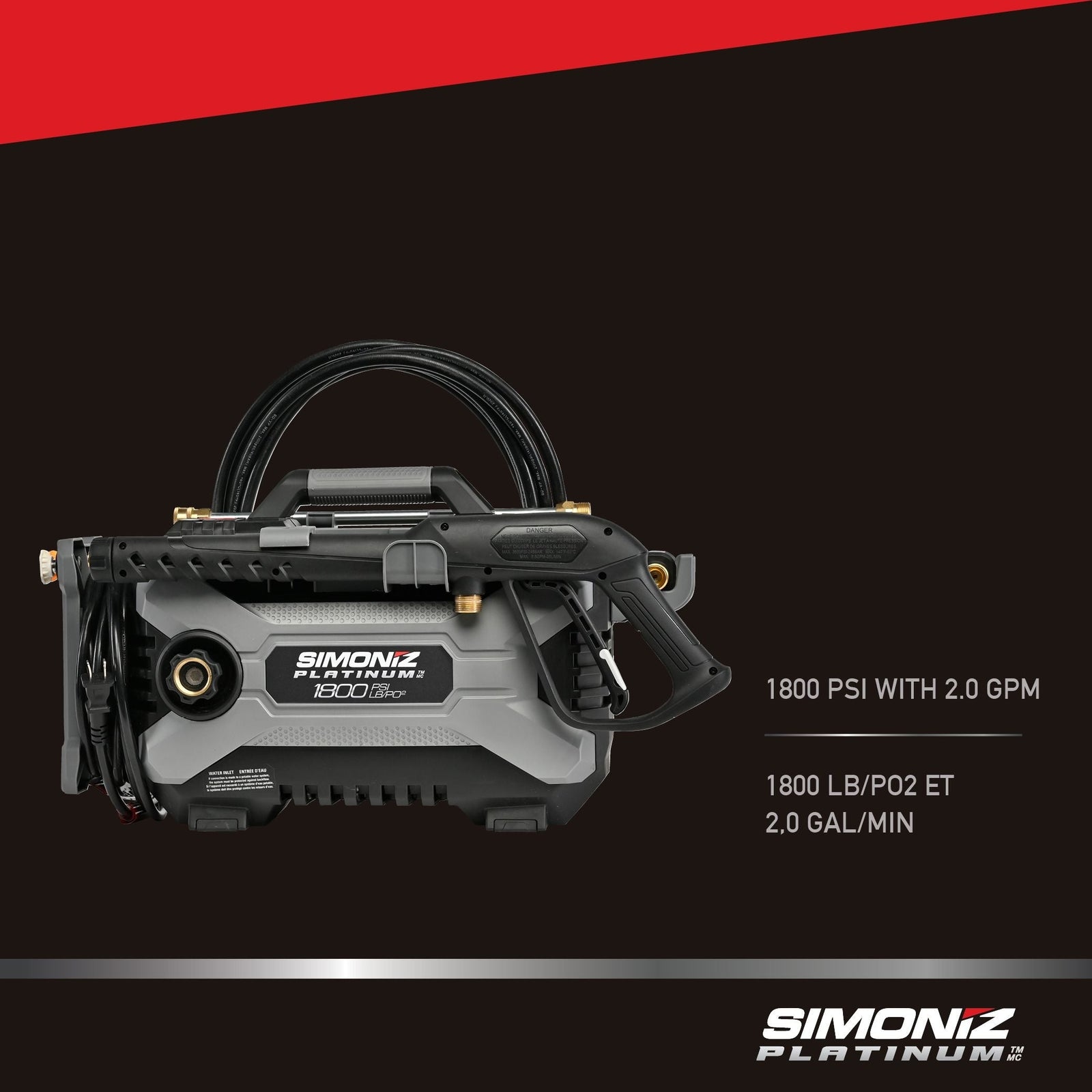 Platinum1800 PSI 2.0 GPM Corded Cold Water Brushed Electric Pressure Washer with Foam Blaster E1S9 - product image 3