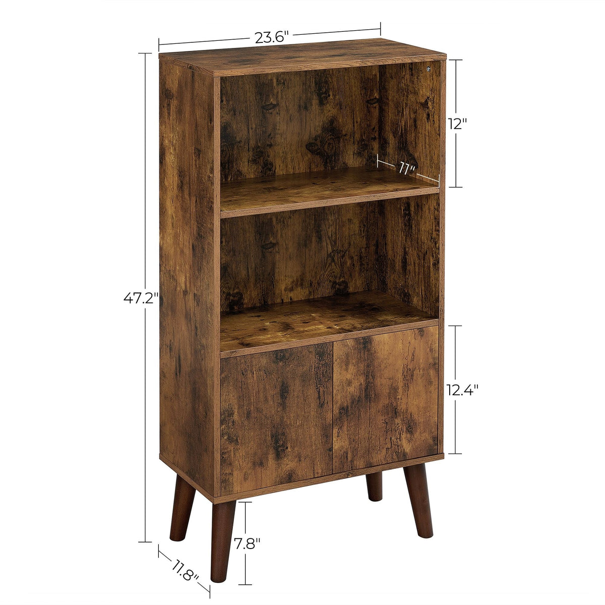 Home 3-Tier Rustic Brown Retro Cabinet with Steel Frame S2Z9 - product image 2