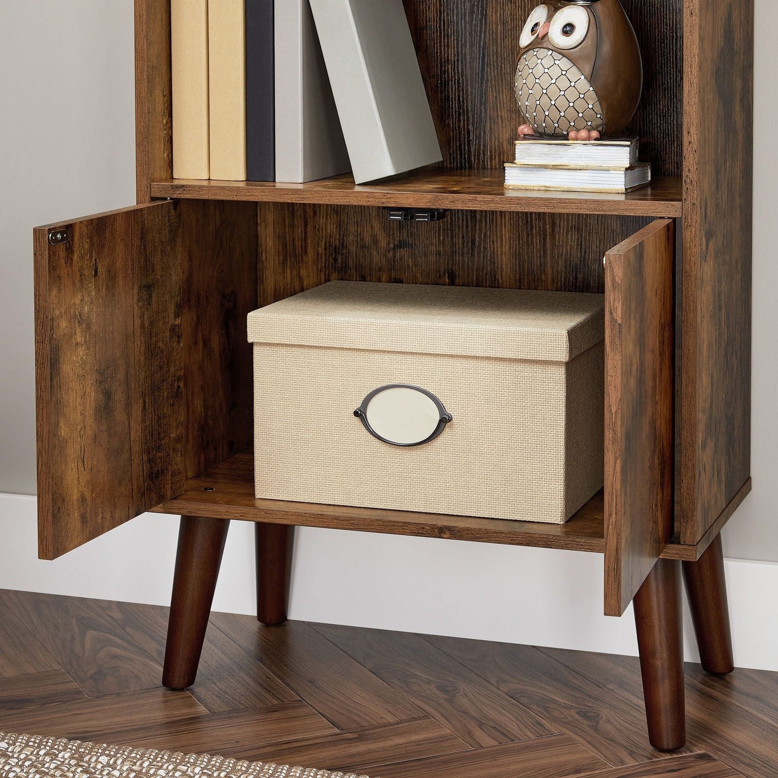 Home 3-Tier Rustic Brown Retro Cabinet with Steel Frame S2Z9 - product image 3